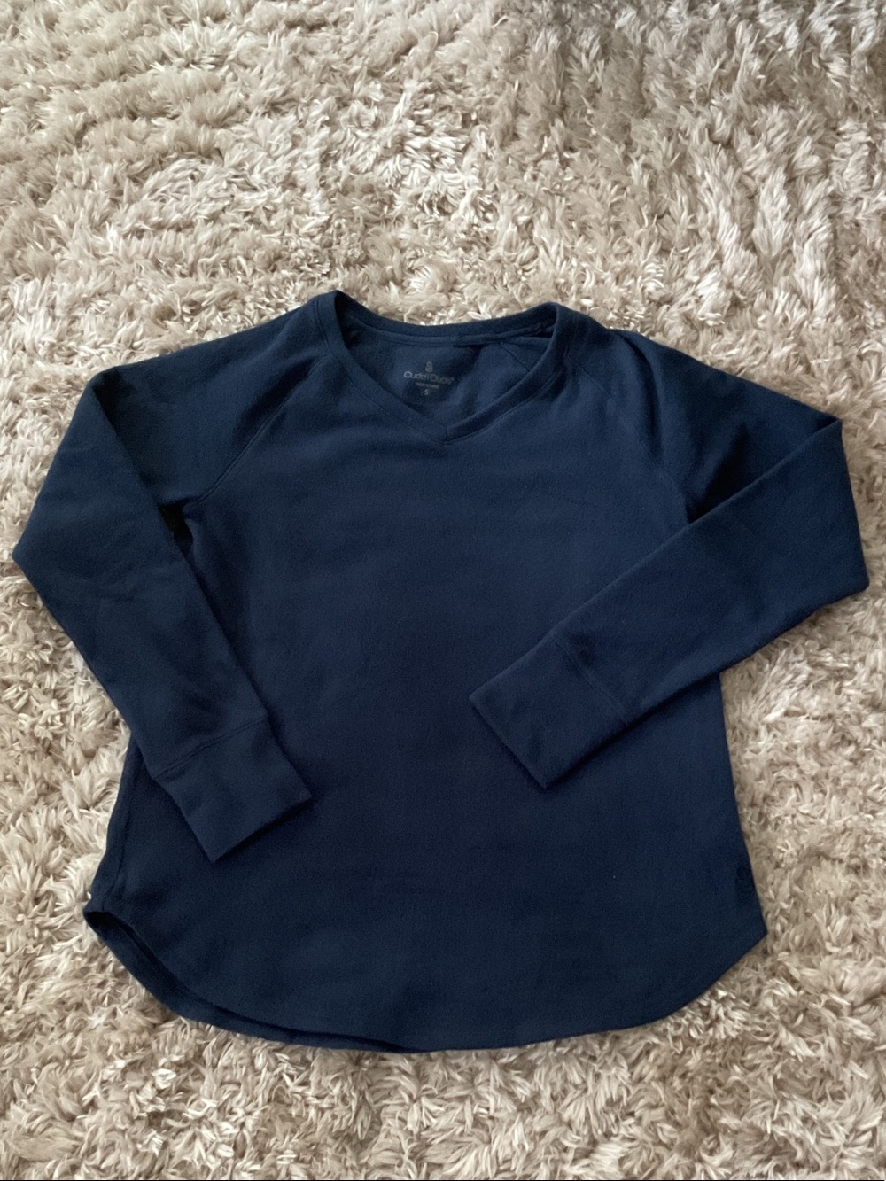 Cuddl Duds Navy Long-Sleeve Crew Neck Fleece Top Thumb Holes